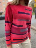 Sweter malinowy w stylu vintage 100% wełna jagnięca Mansted