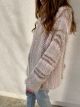 Sweter ręcznie robiony pastelowy z konierzem